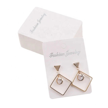 Foil stamping logo simple custom design jewelry holder white earring display cards